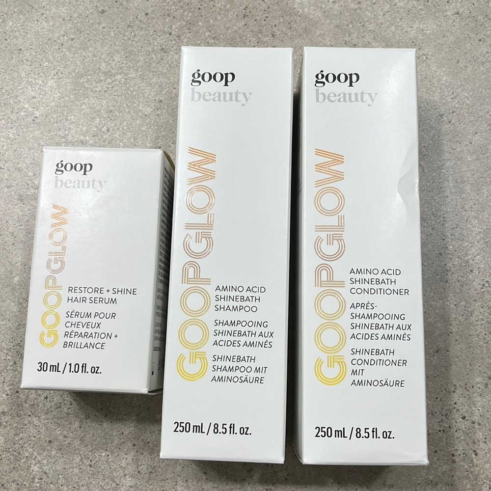 Goop glow shampoo conditioner and hair serum